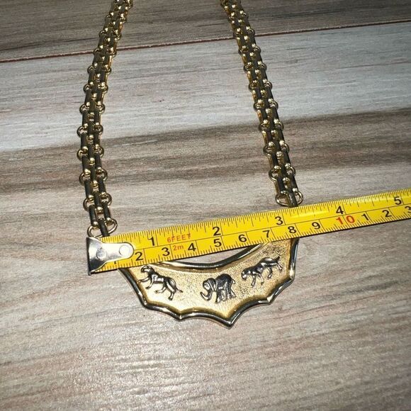 Vintage Necklace Women’s Elephant Panther Statement Necklace 1980s Y2K Chunky - Picture 5 of 6